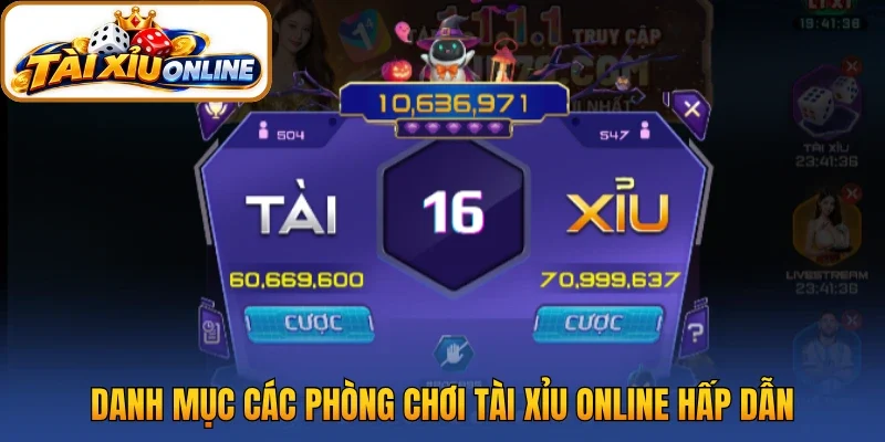 Danh mục các phòng chơi tài xỉu online hấp dẫn